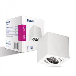 Накладний світильник Feron ML303 GU10 акцентний спот 80х90мм (під змінну LED лампу) прямокутний білий