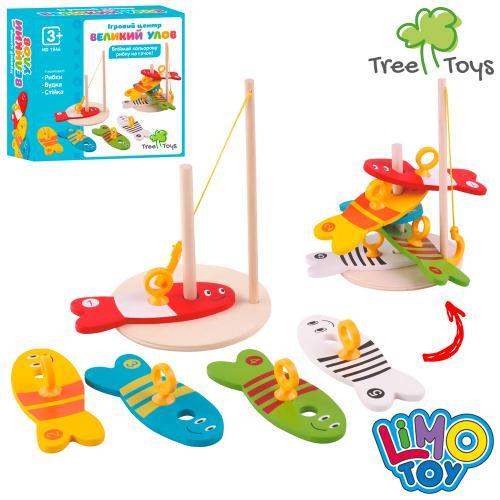 Дерев'яна іграшка Риболовля ігрове поле, рибки, вудка, у коробці, 13,5-11,5-3,5см