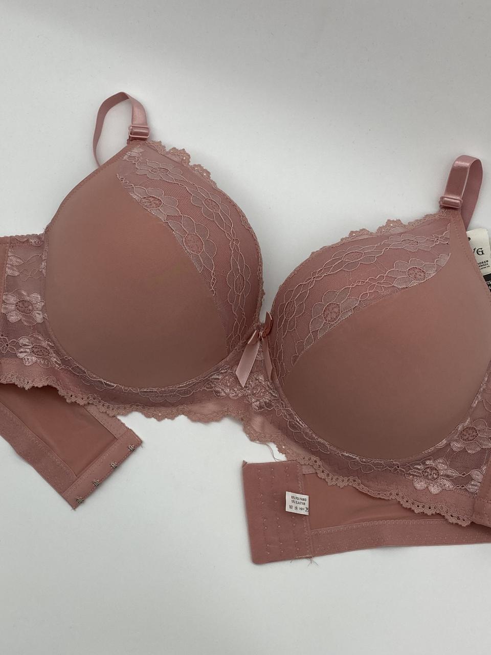 Жіночі бюстгальтери гладкий на верхній частині чашки мереживо пудровий YYG чашка F 9856-2, фото 1