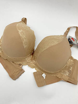Жіночі бюстгальтери гладкий на верхній частині чашки мереживо бежевий YYG чашка F 9856-3