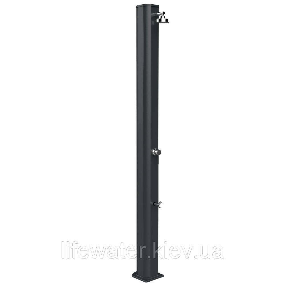 Душ сонячний Aquaviva Big Jolly алюмінієвий з мийкою для ніг, антрацит A320/7016, 35 л, фото 1