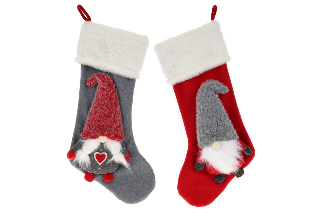 Новорічний Чобіток для подарунків з фігуркою гнома 50см, 2 дизайни - 4 шт УПАКОВКА ТОВАР ВІД ВИРОБНИКА