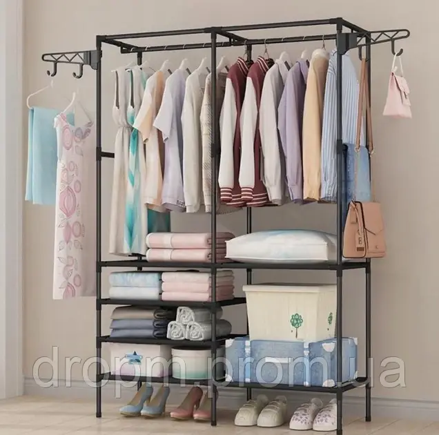 Вішалка для одягу Simple Coat Rack Double Row вішалка з полицями розміром 160x112x46 см - фото 1 - id-p1873796084
