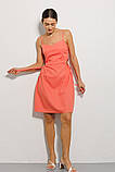 Сарафан літній короткий приталений льон короткий S кораловий, фото 2