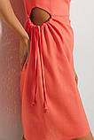 Сарафан літній короткий приталений льон короткий S кораловий, фото 4