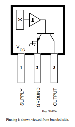 Розпинування датчика холу a3144e