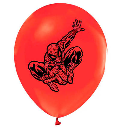 Повітряні кульки "Людина павук на червоному" (5 шт.), Туреччина, Ø 30 см, фото 1