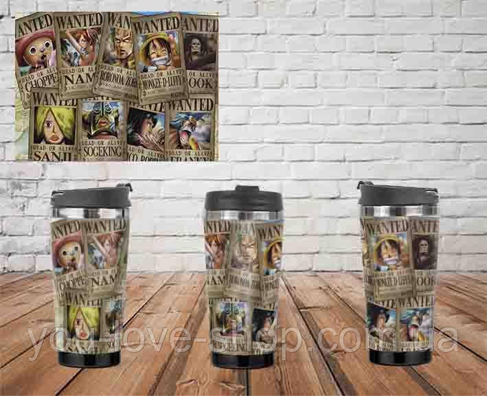 Термочашка One Piece "Розшукуються" / Термокружка Ван Піс, фото 1