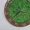 Годинник дерев'яний настінний з стабілізоварим мохом. Діаметр 35 см, фото 4