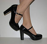 Туфлі жіночі чорні екошкіра на стійкому підборі розмір 36, фото 5