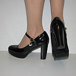Туфлі жіночі чорні екошкіра на стійкому підборі розмір 36, фото 3
