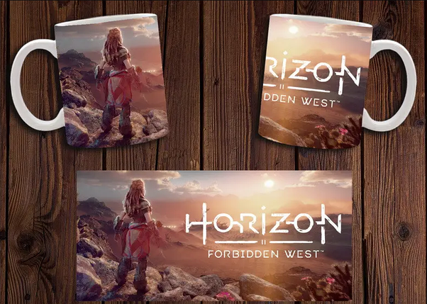 Чашка біла керамічна з принтом Horizon Forbidden West Заборонений Захід ABC, фото 1