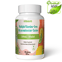 Вітазаврики — дитячі жувальні мультивітаміни з залізом •Herbasaurus Chewable Vitamins Plus Iron