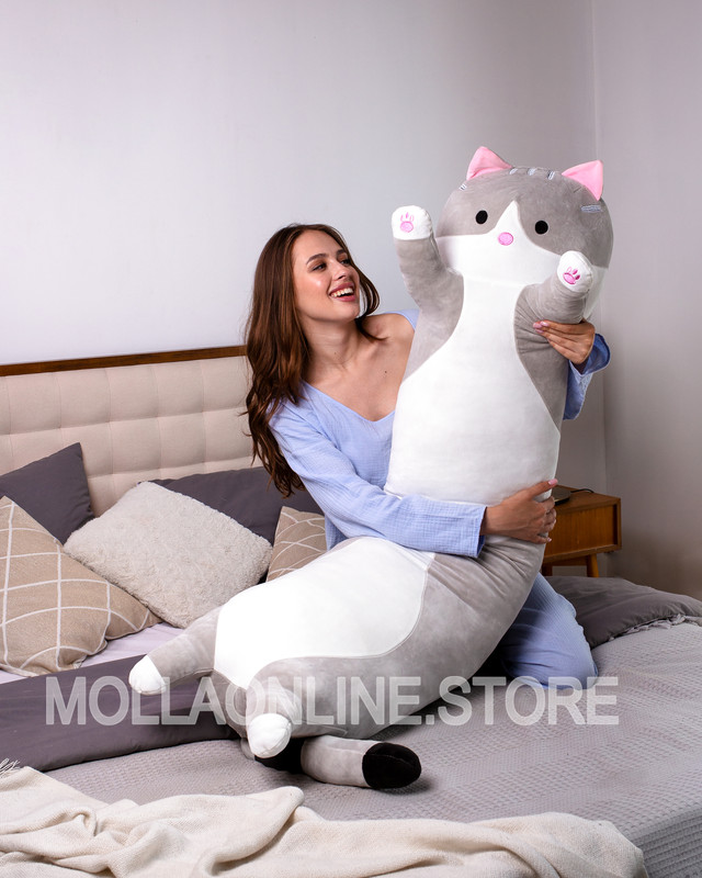 Купить Мягкая игрушка подушка обнимашка длинный кот батон антистресс ...