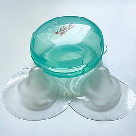 Накладки силіконові на соски захисні екрани 2 шт на груди годуючої мами від тріщин у футлярі М Lindo бірюзовий