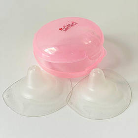Накладки силіконові на соски захисні екрани 2 шт на груди годуючої мами від тріщин у футлярі М Lindo рожевий