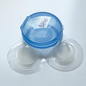 Накладки силіконові на соски захисні екрани 2 шт на груди годуючої мами від тріщин у футлярі М Lindo синій