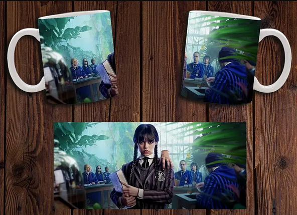 Чашка біла керамічна з принтом "Венздей" Wednesday ABC, фото 1