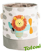 Кошик для зберігання іграшок і білизни тканинний овальний 35х40 см. Лев / Корзина із тканини для зберігання речей