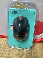 Беспроводная мышь Logitech M186 1х1 красная для ПК с ресивером (7658-25)