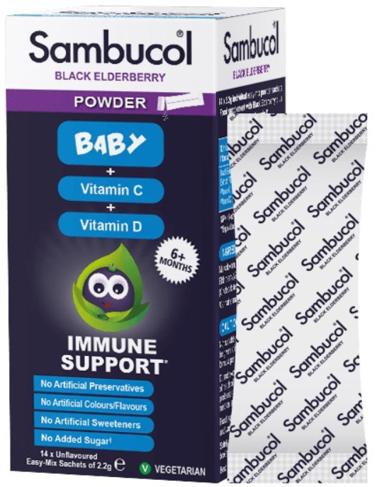 Бузина від застуди для дітей Sambucol Baby Vitamin D+C 14 пакетів