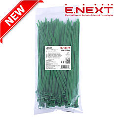 Стяжка кабельна 200х5 (100шт), зелена, Хомут пластиковий, E.NEXT