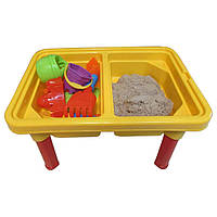 Metr+M 0831 детский игровой столик-песочница с крышкой и набором игрушек.