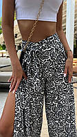 Модная стильная женская юбка-брюки Натуральный Штапель с принтом 1(42-44);2(46-48) Цвета 3 Чёрный