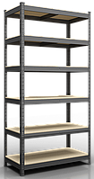 Стелаж Бюджет на 6 полиць ДСП метал фарбований Антрацит 2400х1200х400 мм (Меткас-ТМ)