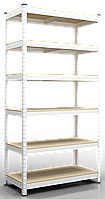Стелаж Бюджет на 6 полиць ДСП метал фарбований Білий глянець 2400х1200х500 мм (Меткас-ТМ)