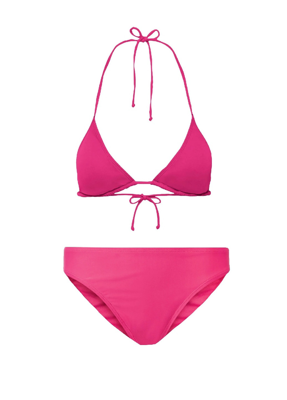 Жіночий купальник роздільний однотонний малиновий