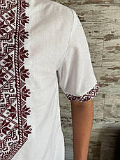 Чоловіча вишиванка, короткий рукав, білий льон, фото 4