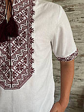 Чоловіча вишиванка, короткий рукав, білий льон, фото 3