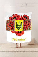 Плед патриотический Украина маки герб качественное покрывало с 3D рисунком размер 160х200