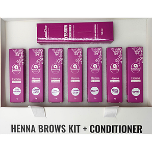 AntuOne Набір хни для брів 7 відтінків по 7 гр + кондиціонер для брів 50 мл