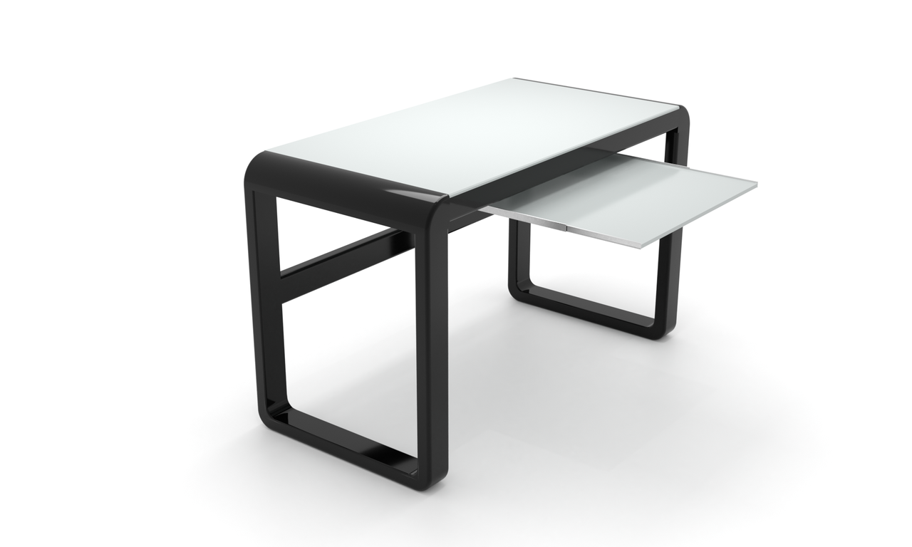 Комп'ютерний стіл Палерма white+ каркас сталь стільниці скло білий глянець 1300х600х750 мм (БЦ-Стол ТМ)