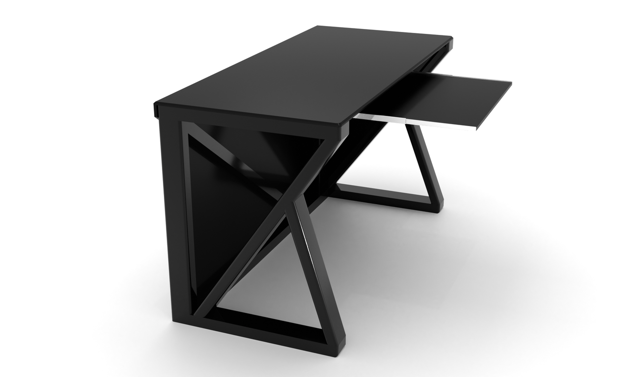 Комп'ютерний стіл Марсен black+ каркас сталь стільниці скло чорний глянець 1200х600х750 мм (БЦ-Стол ТМ)