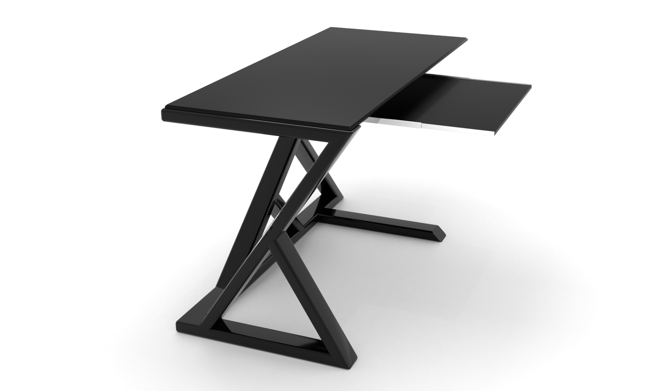 Комп'ютерний стіл Сантор black+ каркас сталь стільниці скло чорний глянець 1200х600х750 мм (БЦ-Стол ТМ)