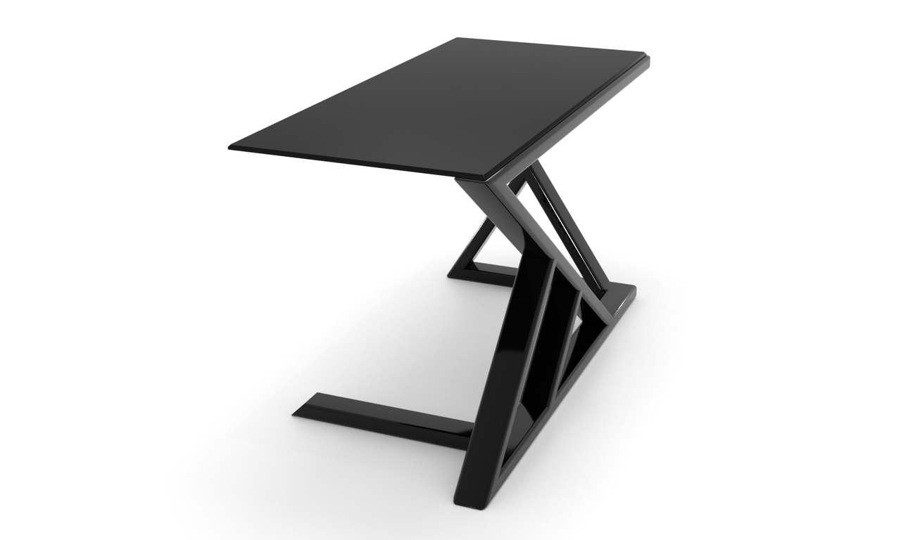 Комп'ютерний стіл Сантор black каркас сталь стільниці скло чорний глянець 1200х600х750 мм (БЦ-Стол ТМ)