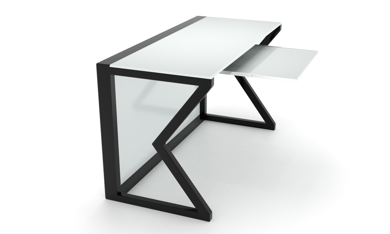 Комп'ютерний стіл Темп white+ каркас сталь стільниці скло білий глянець 1200х600х750 мм (БЦ-Стол ТМ), фото 1