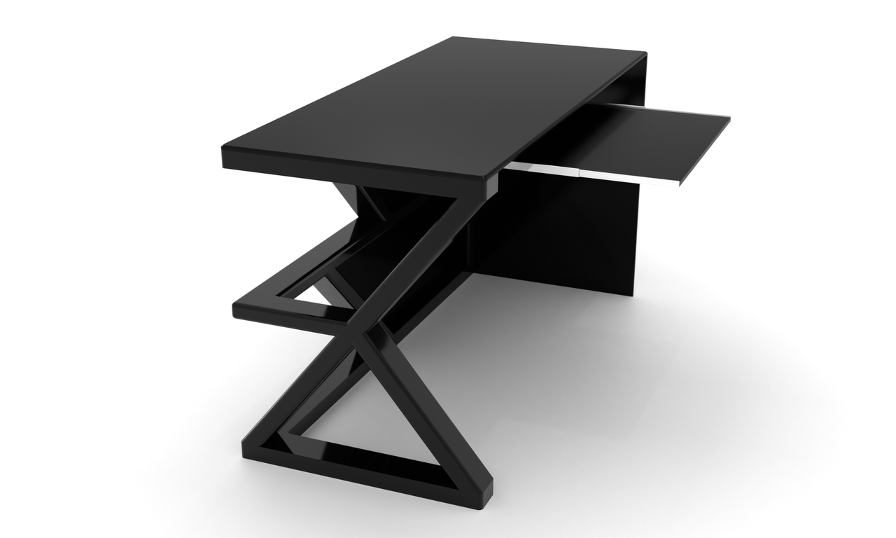 Комп'ютерний стіл Мадерс black+ каркас сталь стільниці скло чорний глянець 1200х600х750 мм (БЦ-Стол ТМ)