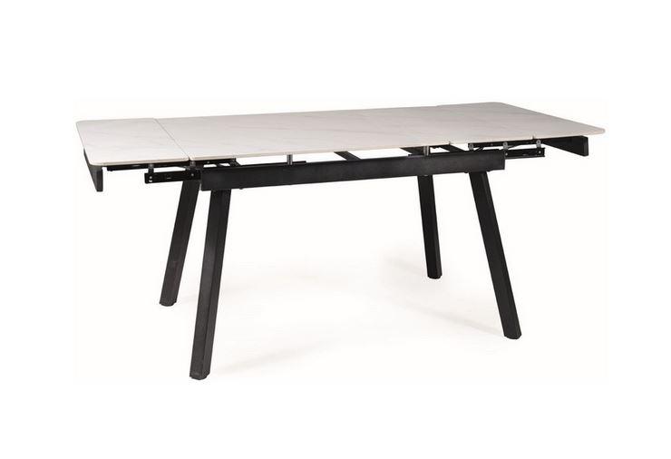 Стіл обідній John опора чорна стільниця кераміка Білий ефект мармуру 120-180х85х76 см (SignalTM)