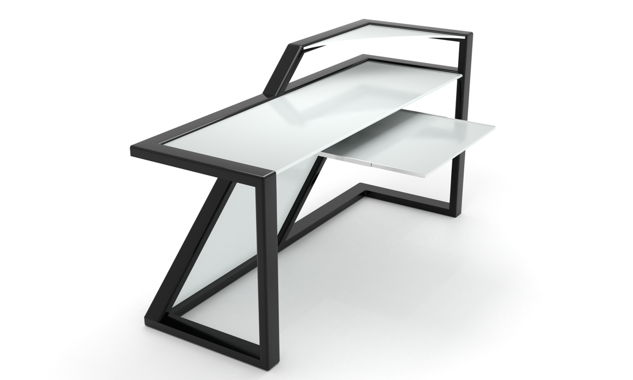 Комп'ютерний стіл Мертон white+ каркас сталь стільниці скло білий глянець 1400х600х750 мм (БЦ-Стол ТМ)