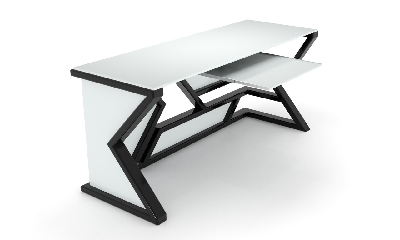 Комп'ютерний стіл Манстон white+ каркас сталь стільниці скло білий глянець 1400х600х750 мм (БЦ-Стол ТМ), фото 1