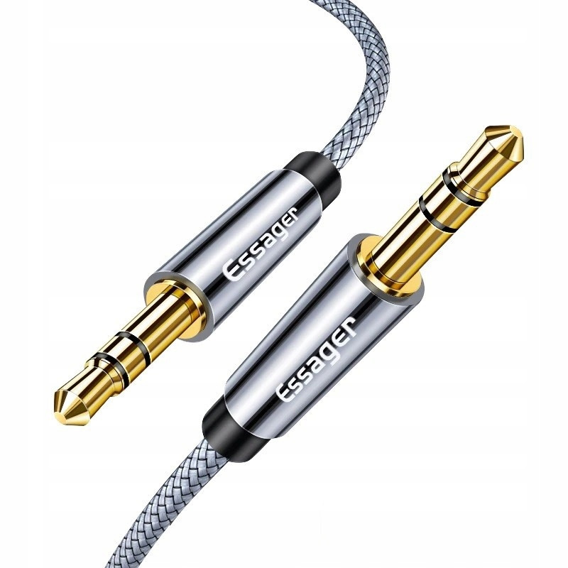 Кабель аудіо AUX Essager 3.5 мм — 3.5 мм 5 м Grey (EYP35-DYD0G), фото 1