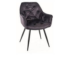 Крісло м'яке Cherry Monolith метал Чорний матовий, велюрова тканина Monolith 85 Світло-сірий (SignalTM)