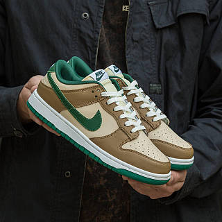 Nike SB ダンク ローカット グリーン/ベージュ Мужские кроссовки Nike SB Dunk Low Beige Green, бежевые кожаные