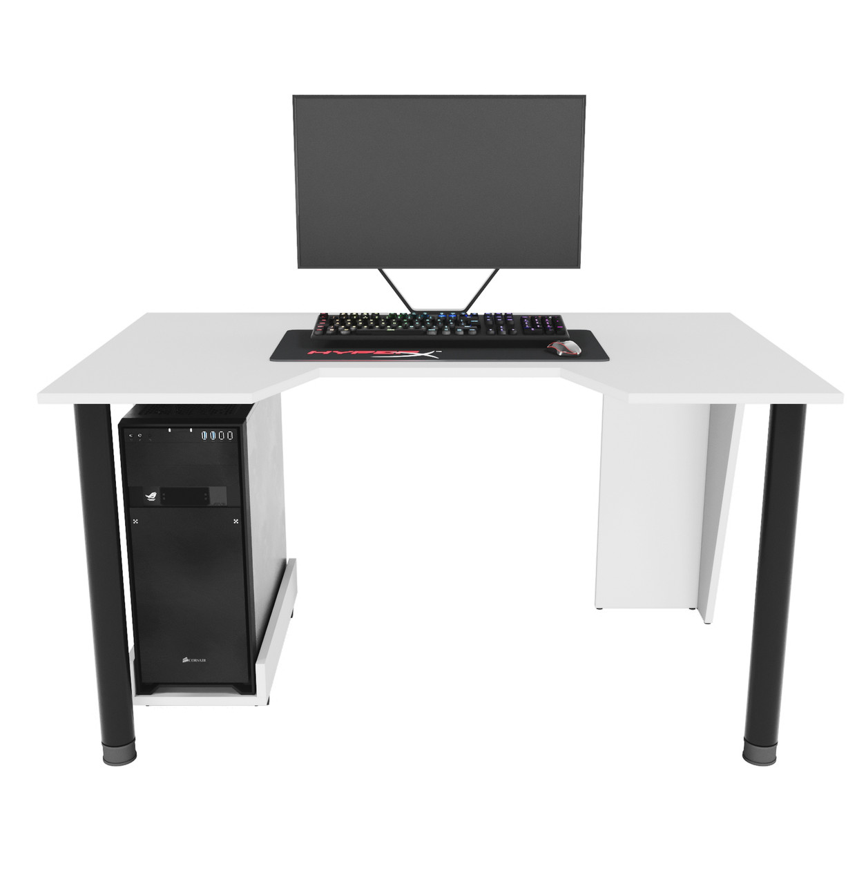 Купить Геймерский игровой стол Gamer-2 каркас ЛДСП Белый с подставкой ...