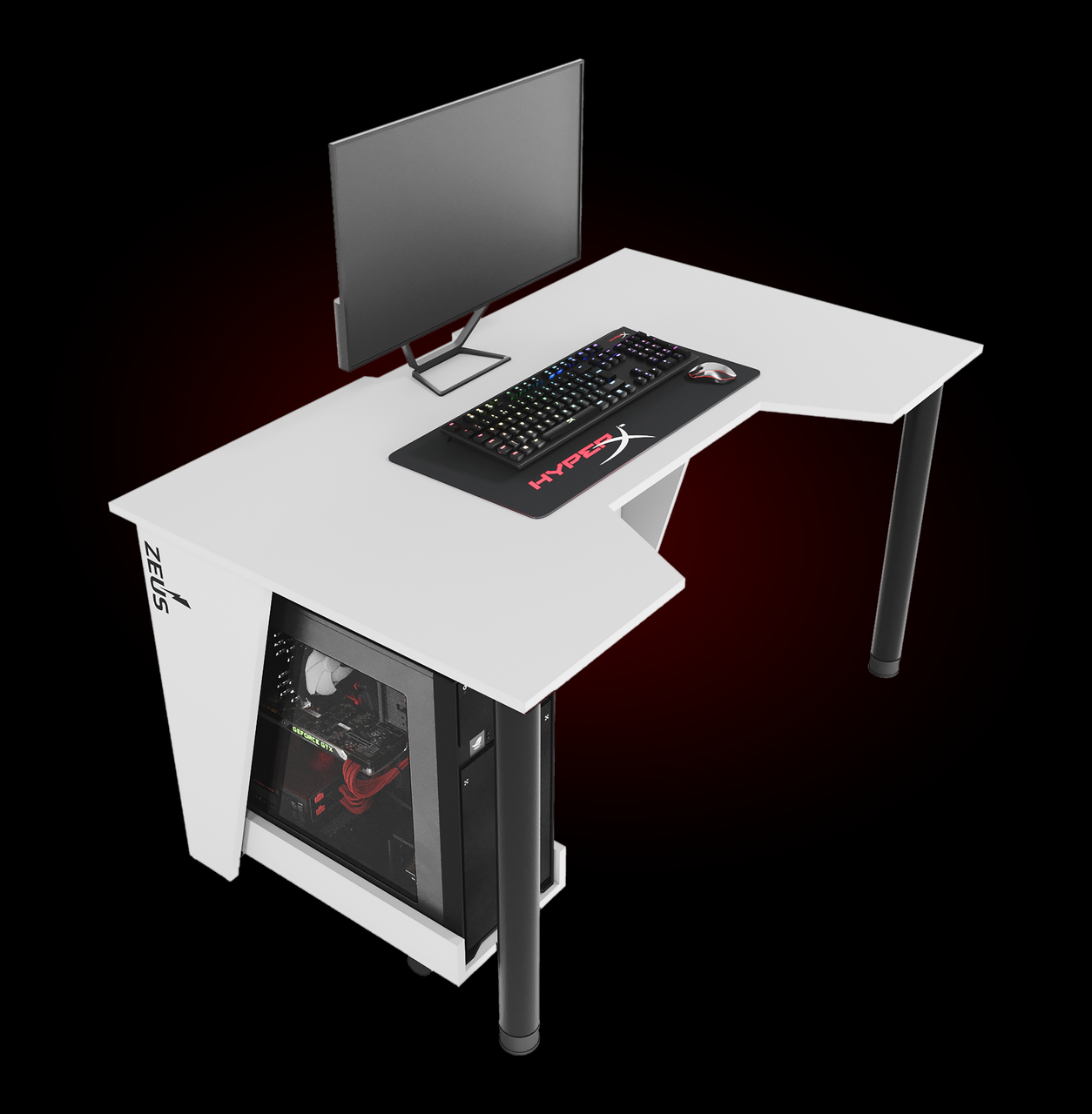 Купить Геймерский игровой стол Gamer-2 каркас ЛДСП Белый с подставкой ...