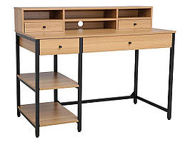 Стіл письмовий B-019 опори метал чорний матовий, фасади ЛДСП дуб, 120х60х76 см (SignalTM)